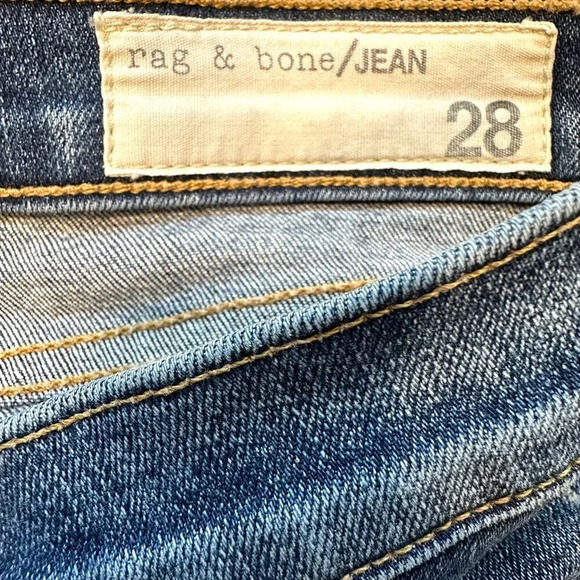 RAG & BONE Women's jeans, size 28, mid-rise skinny, blue denim, distressed - Picture 10 of 14